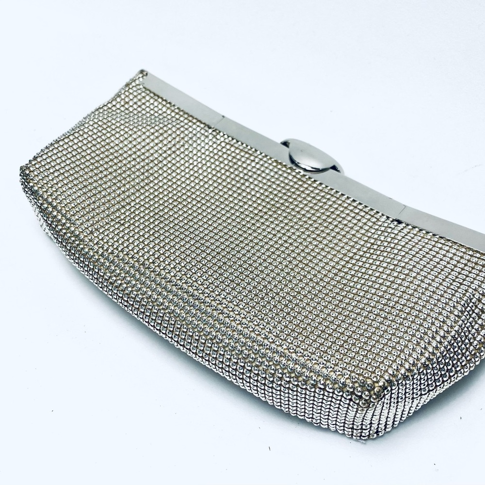Whiting & Davis Silver Mesh Rhinestone Clutch